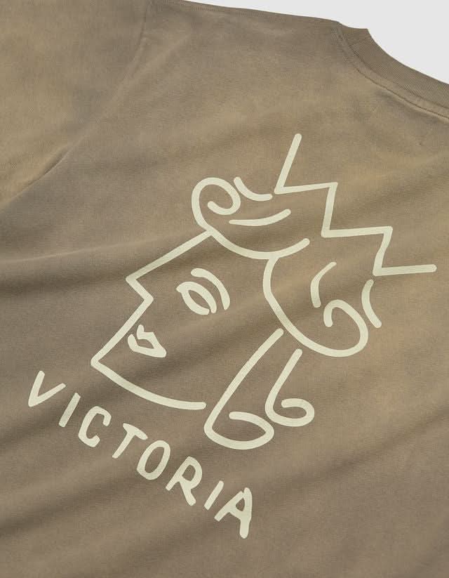 Victoria HK | Sun Faded Queenhead Logo Tee – Beige - Gallery Streetwear