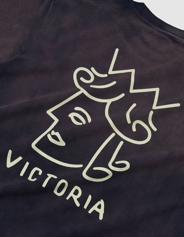Victoria HK | Sun Faded Queenhead Logo Tee – Navy - Gallery Streetwear