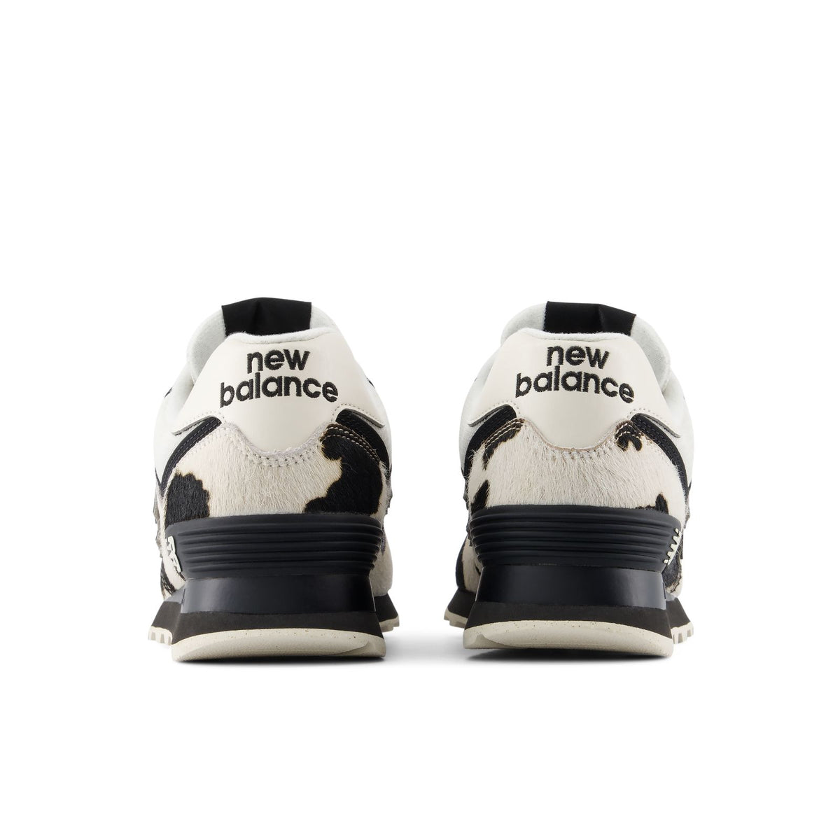 New Balance 574 cow print heel and black ENCAP midsole detail