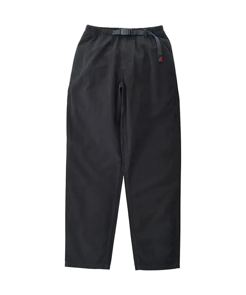 Gramicci Pant in black, the original G-Pant with its integrated webbing belt and gusseted crotch — Gramicci pants fit guide at Gallery Streetwear, Kelowna BC