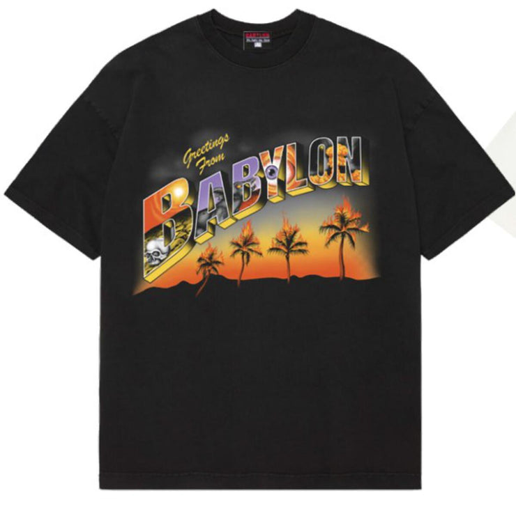 BABYLON GREETINGS FROM BABYLON TEE-BLACK - Gallery Streetwear