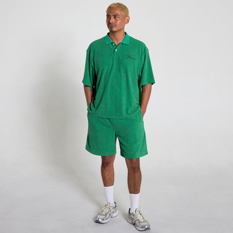 PLEASURES ZEN TERRY BOXY POLO- GREEN - Gallery Streetwear