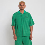 PLEASURES ZEN TERRY BOXY POLO- GREEN - Gallery Streetwear