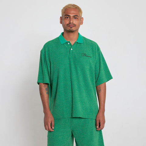 PLEASURES ZEN TERRY BOXY POLO- GREEN - Gallery Streetwear