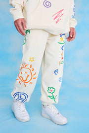 STAY COOL NYC SCRIBBLE SWEATPANT-BONE - Gallery Streetwear