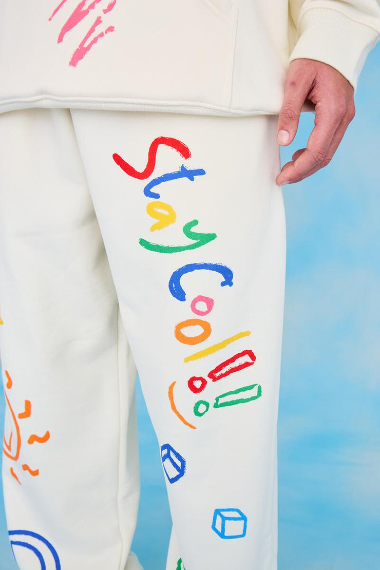 STAY COOL NYC SCRIBBLE SWEATPANT-BONE - Gallery Streetwear