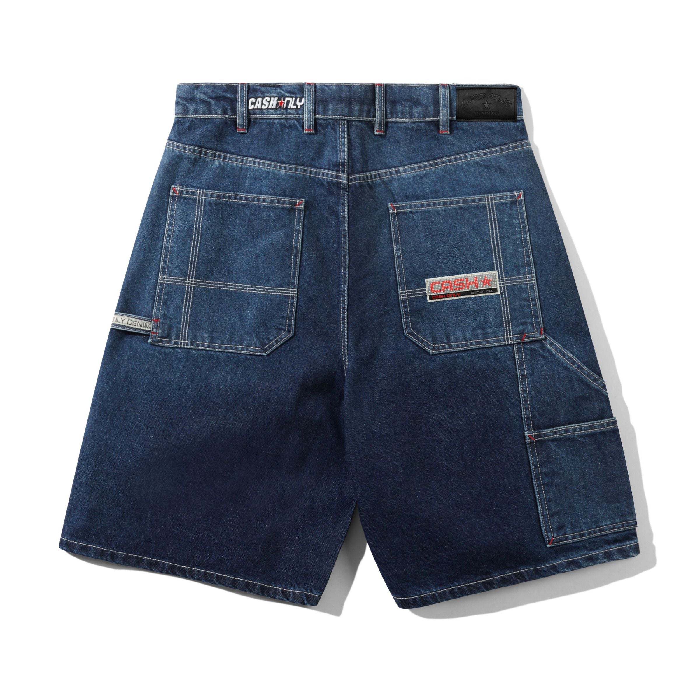 Cash Only Logo Denim Shorts Raw Indigo