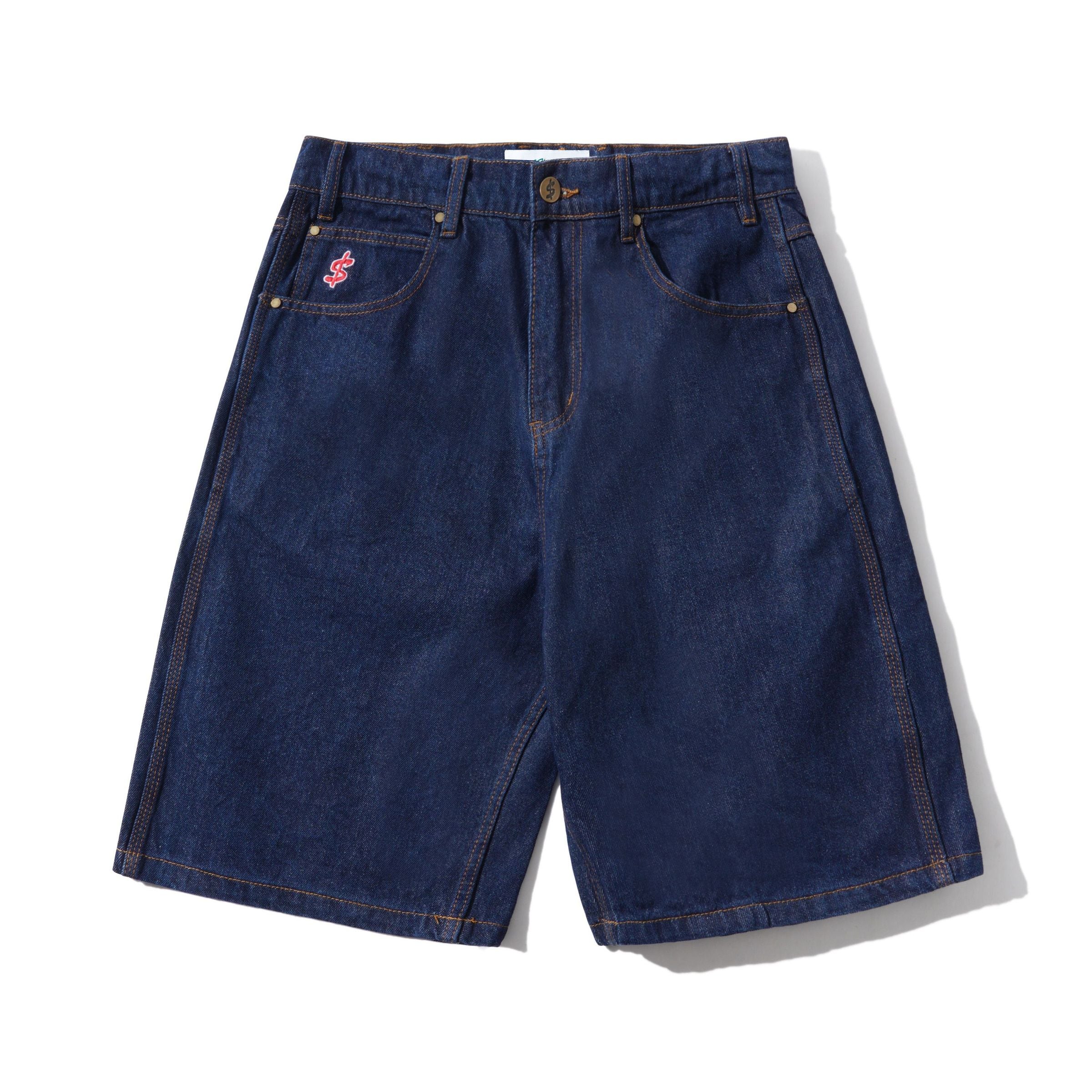 Cash Only Logo Denim Shorts Raw Indigo