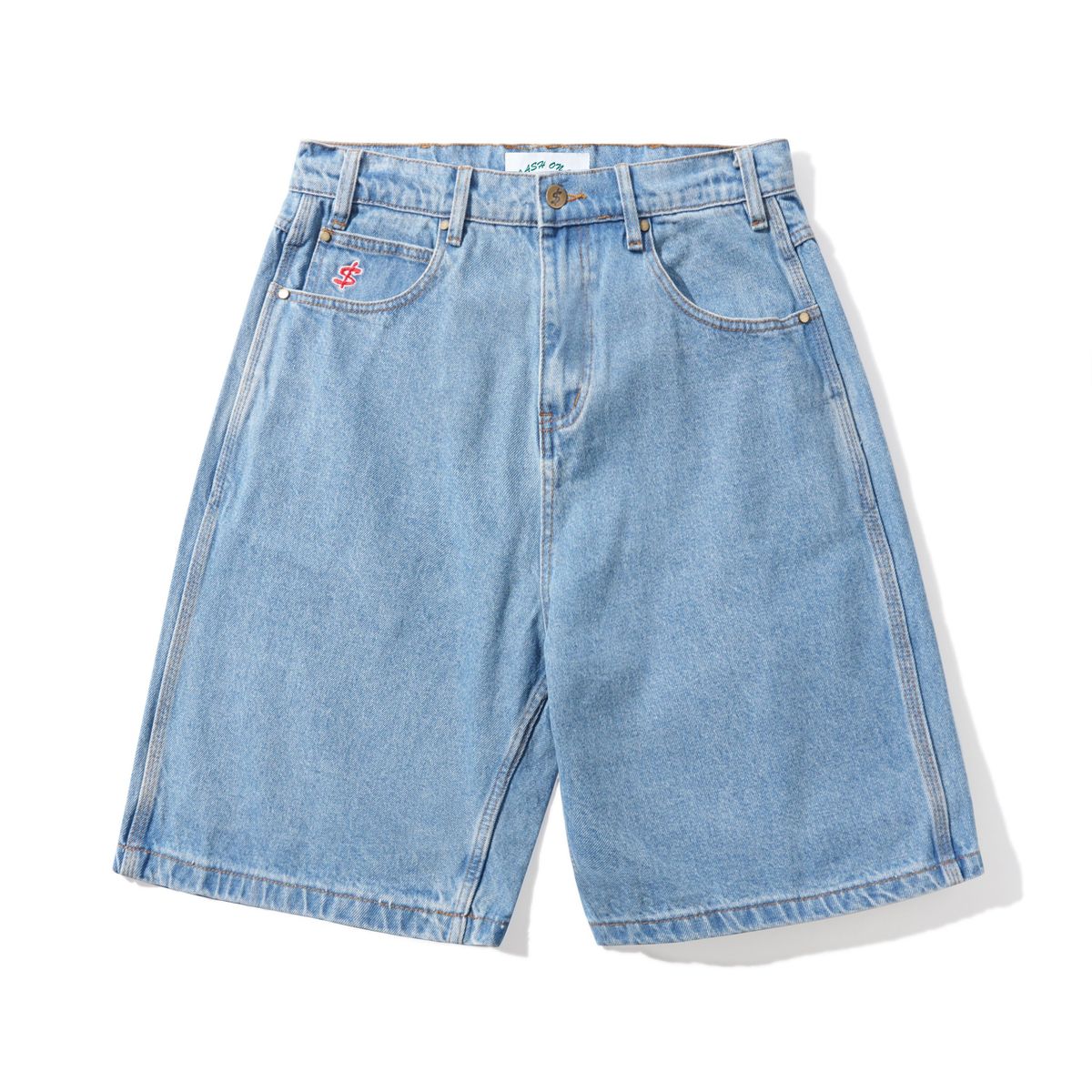 Cash Only Logo Denim Shorts Washed Indigo