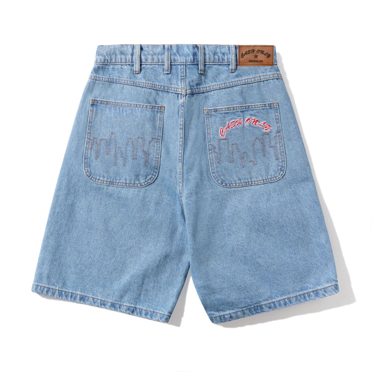 Cash Only Logo Denim Shorts Washed Indigo