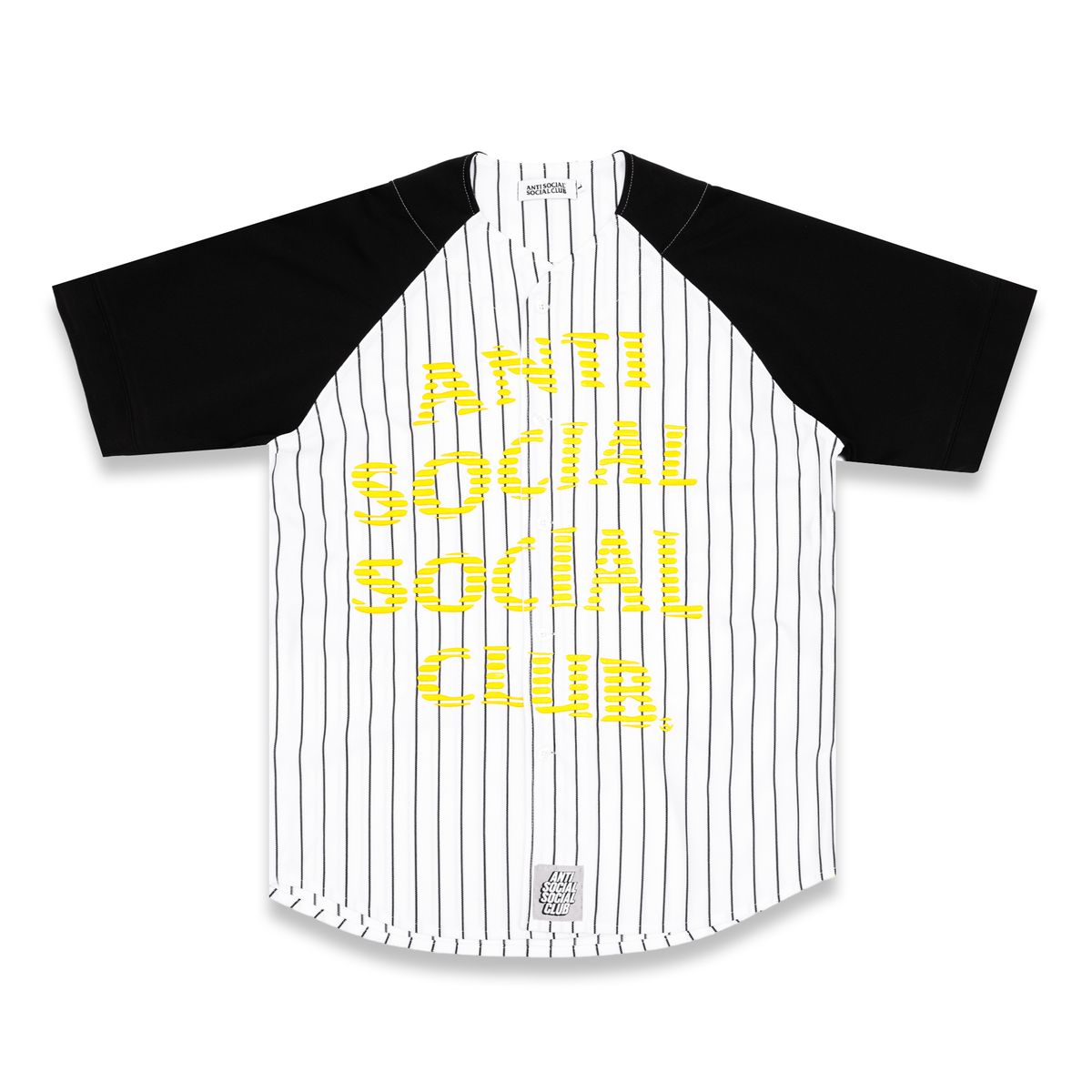 Anti Social Social Club Pinstriped Baseball Jersey Black White - front