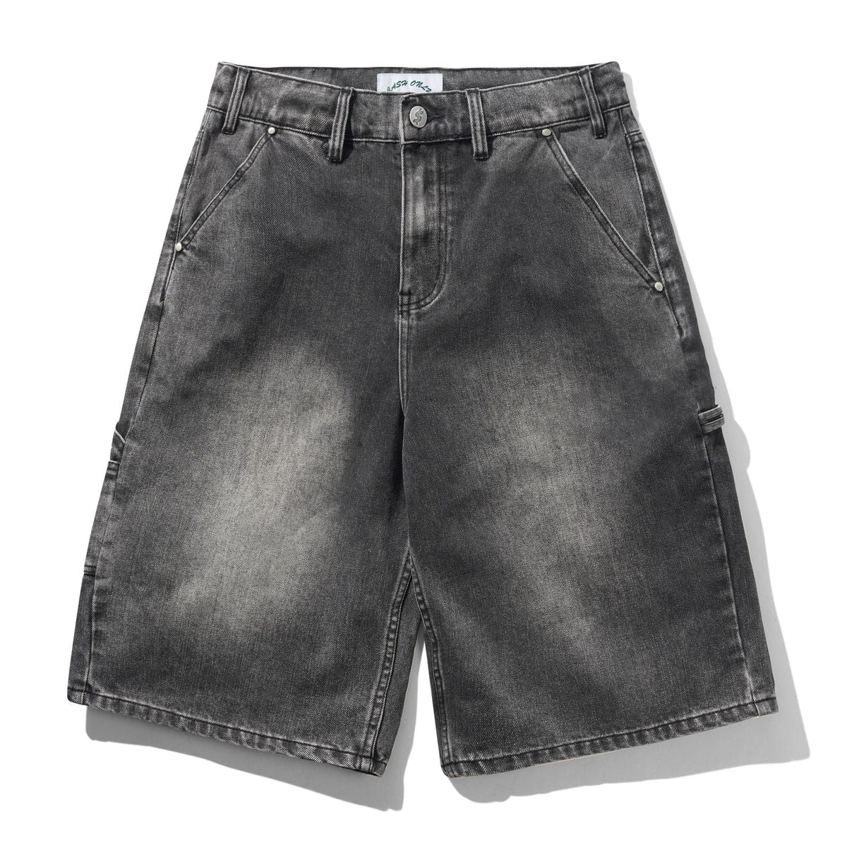 Cash Only Point Denim Shorts Washed Black