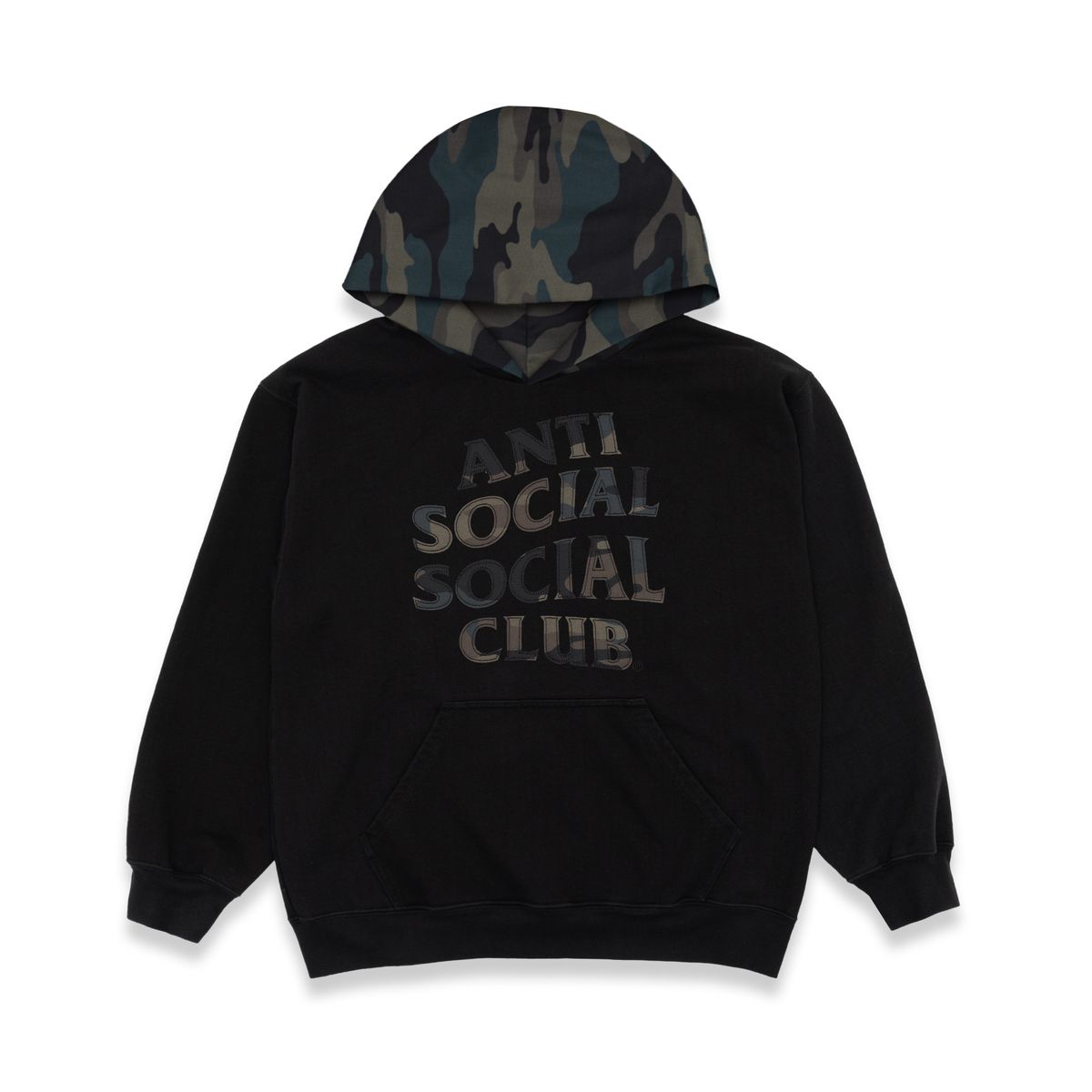 Anti Social Social Club Camo Applique Hoodie Black Camo - front