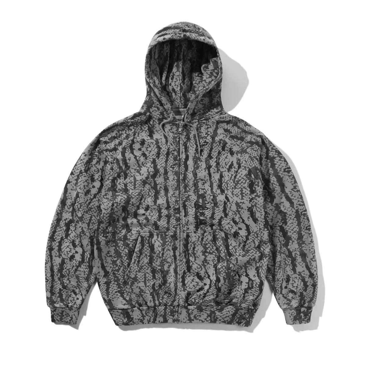 Butter Goods Lowland Camo Zip-Through Hoodie - Washed Black