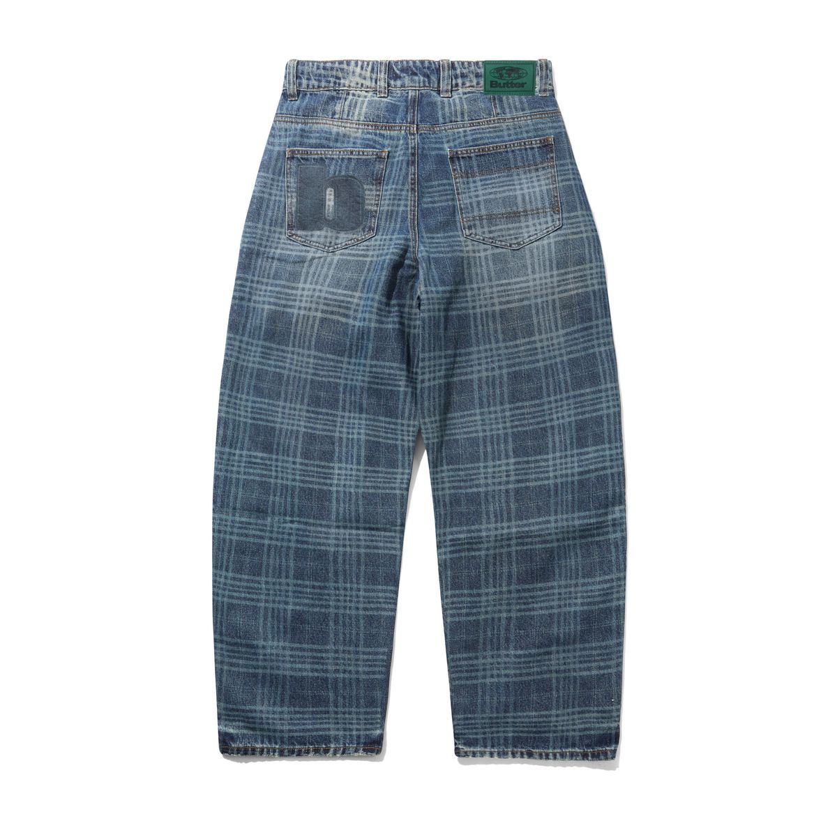 Butter Goods Burn Wide Cut Denim Jeans Indigo Plaid