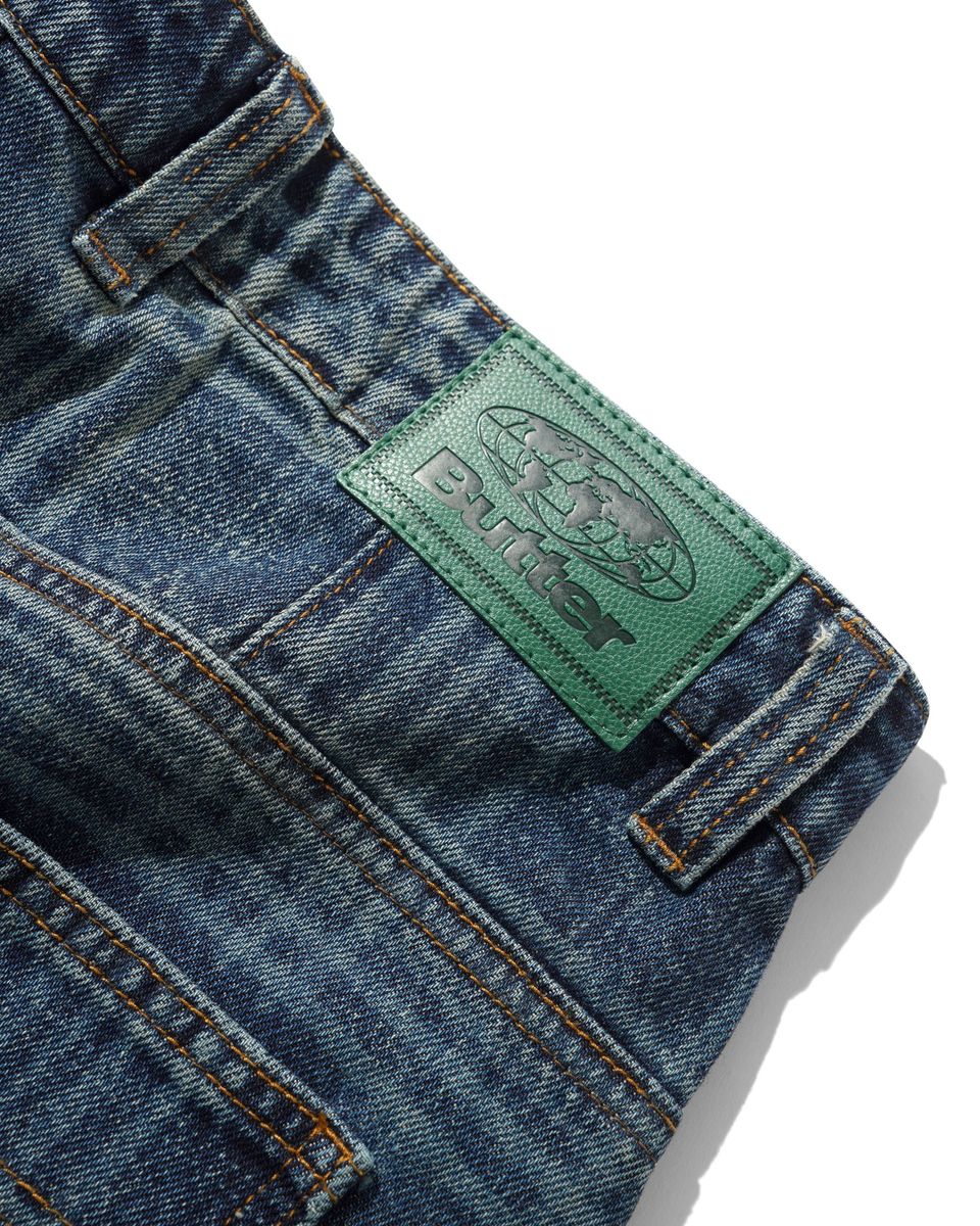 Butter Goods Burn Wide Cut Denim Jeans Indigo Plaid