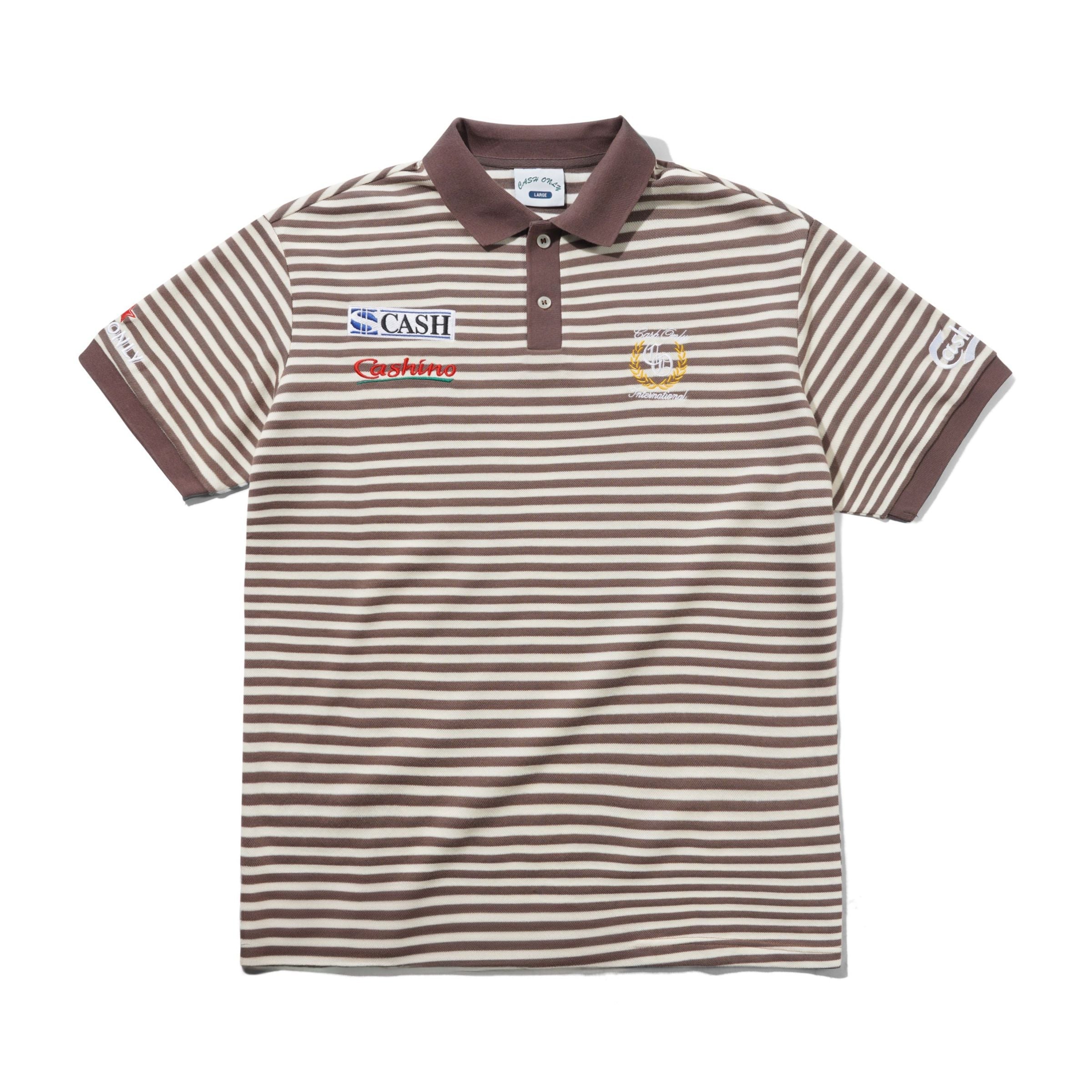 Cash Only Nada Polo Brown Stripe - front