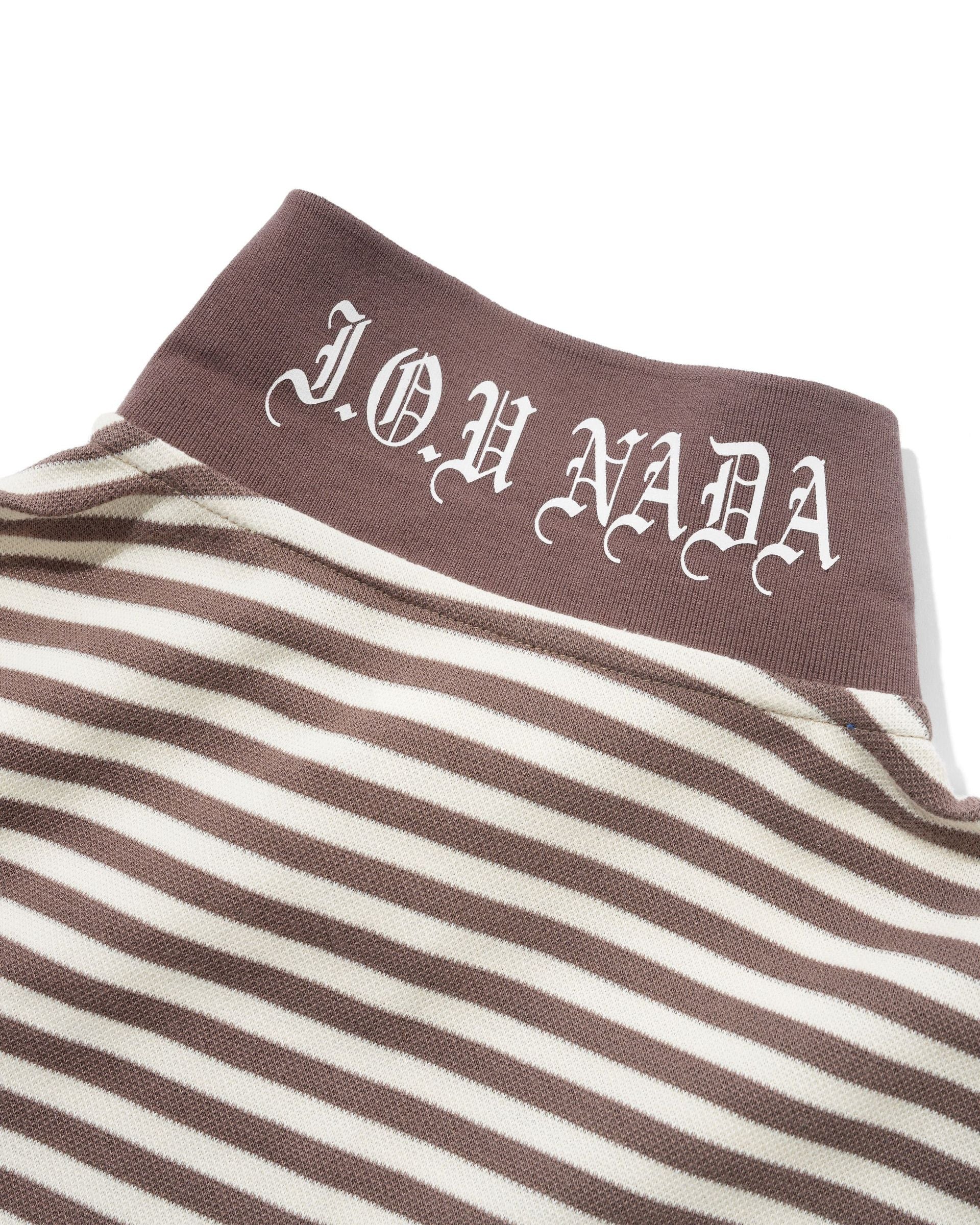 Cash Only Nada Polo Brown Stripe - back collar detail