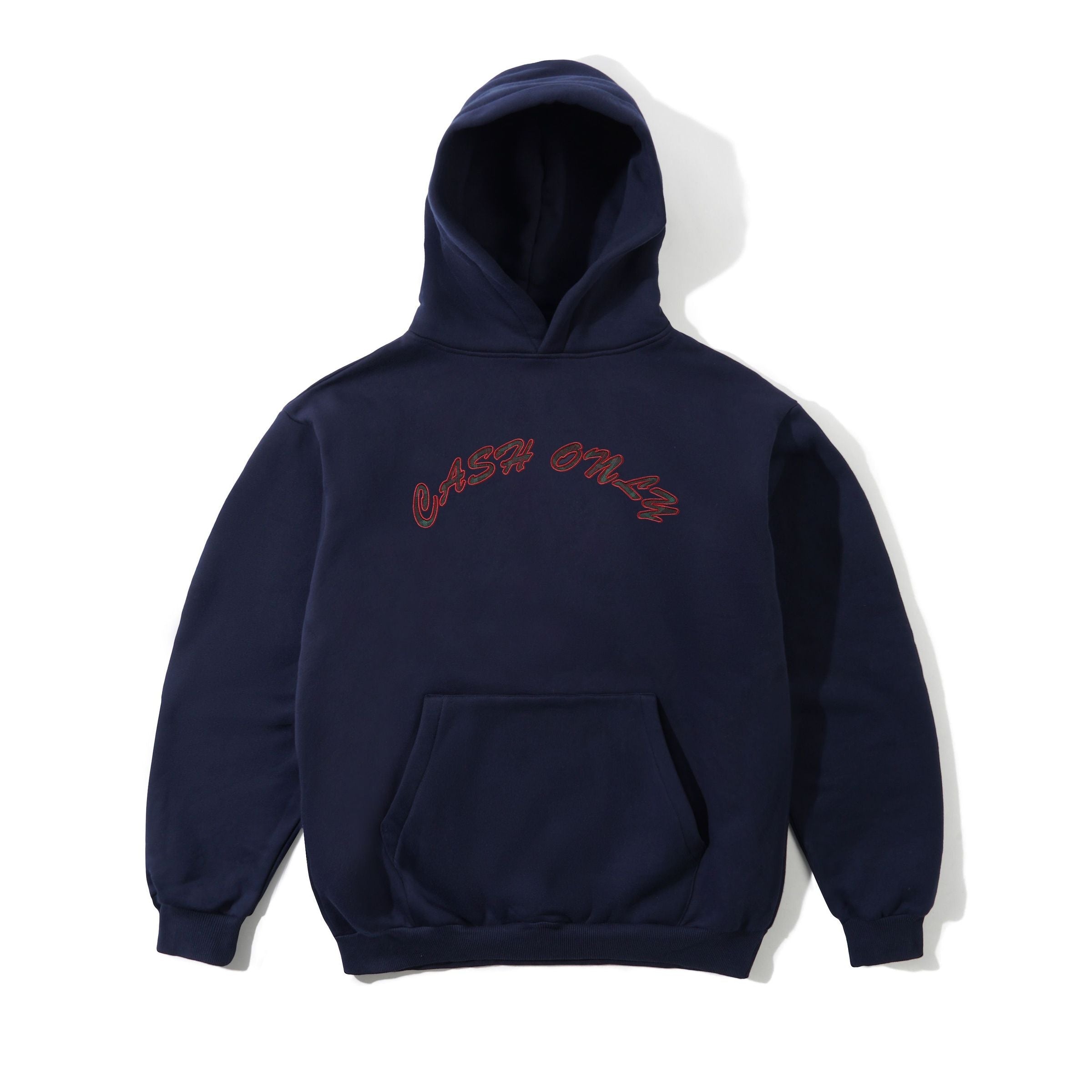Cash Only Plaid Applique Logo Pullover Hood Navy - front