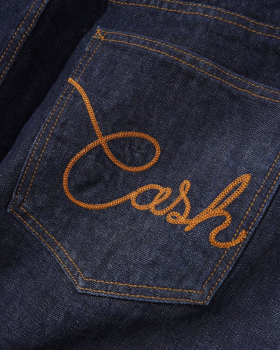 Cash Only Rodeo Denim Jeans Blue Selvedge - Cash script back pocket