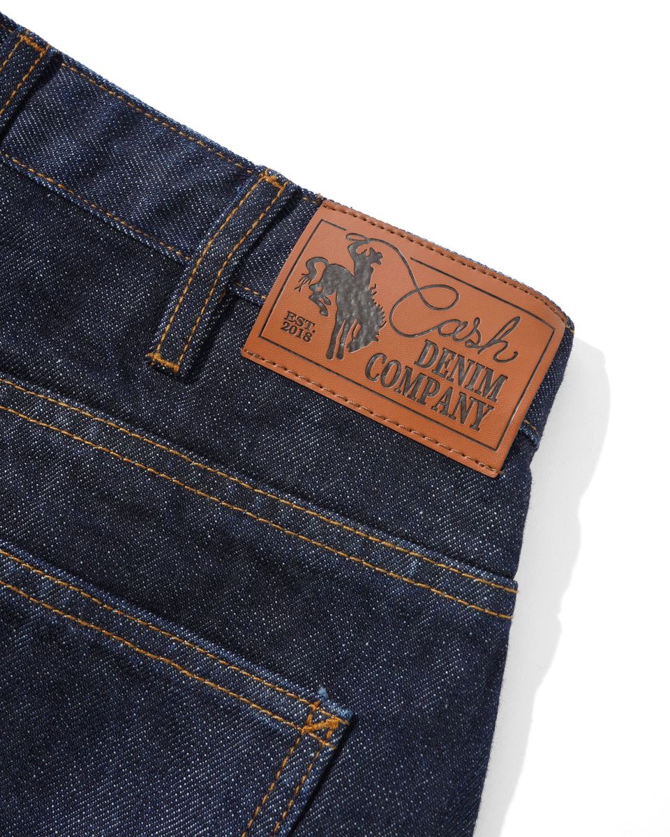 Cash Only Rodeo Denim Jeans Blue Selvedge - leather waist patch