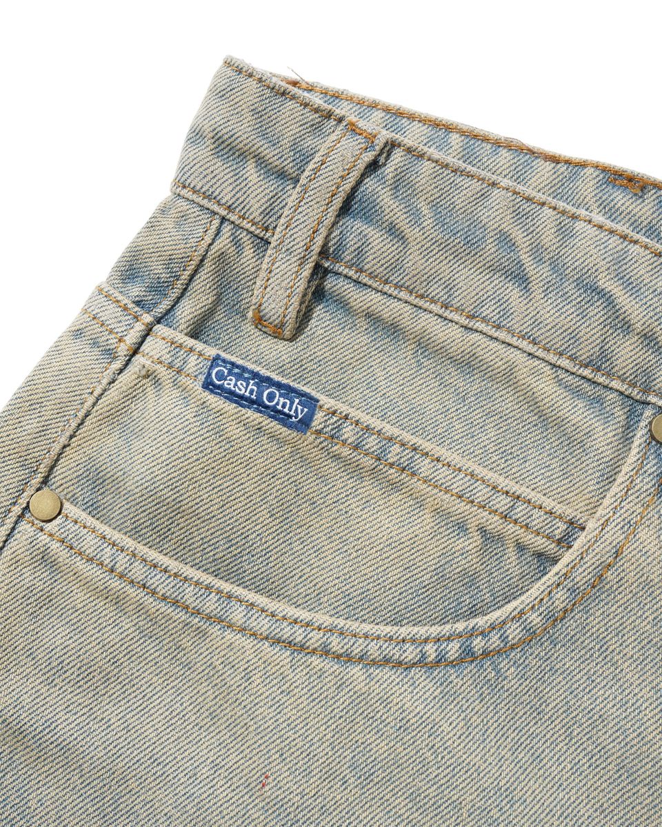 Cash Only Rodeo Denim Jeans Sun Fade Blue - coin pocket tab