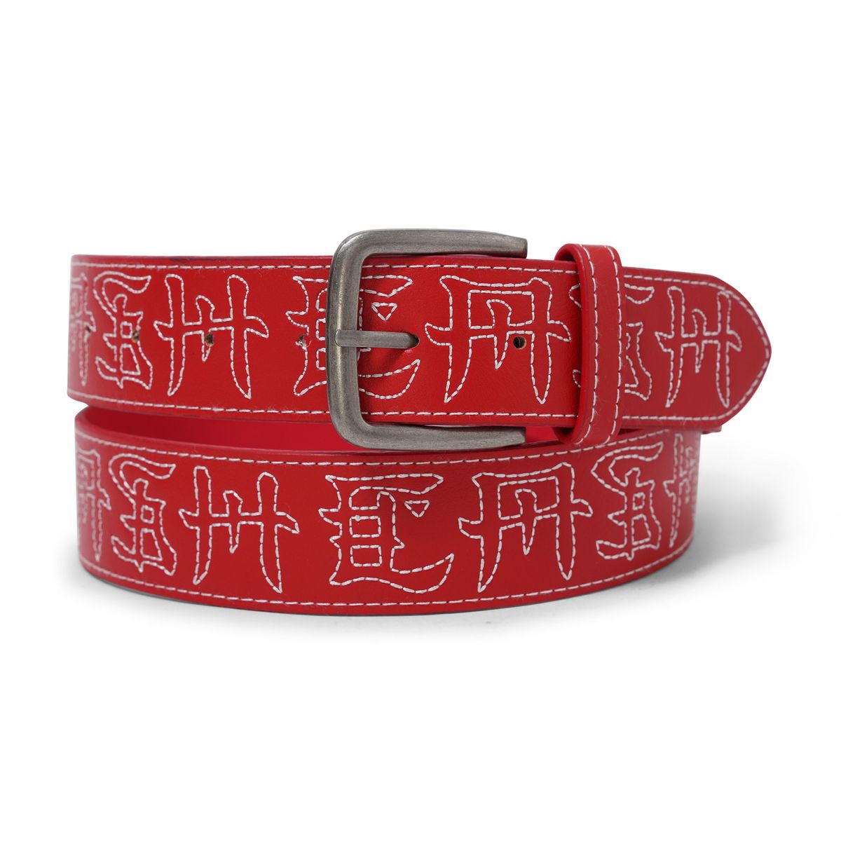 Cash Only Cash Belt Red - red leather belt with Cash Only motif