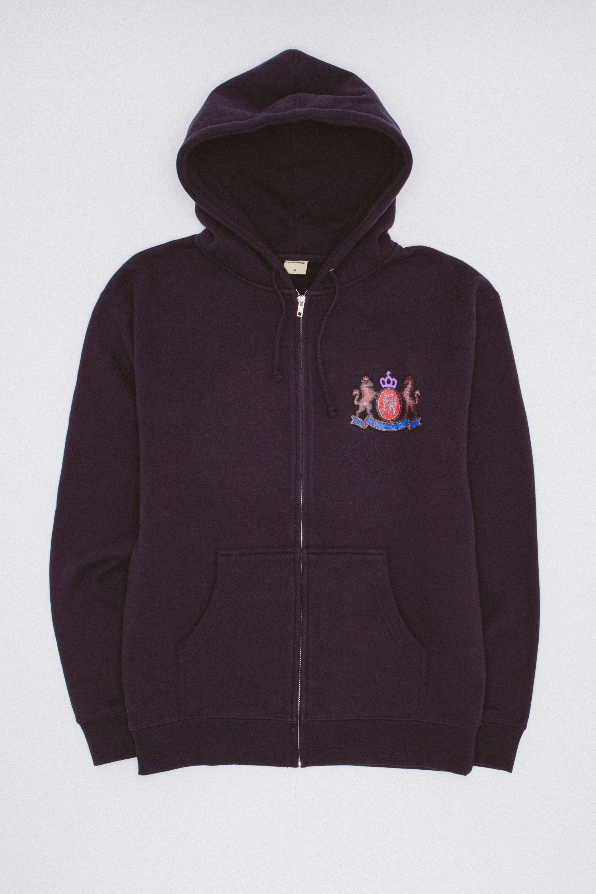 FA Printed Crest Zip Hoodie Navy front