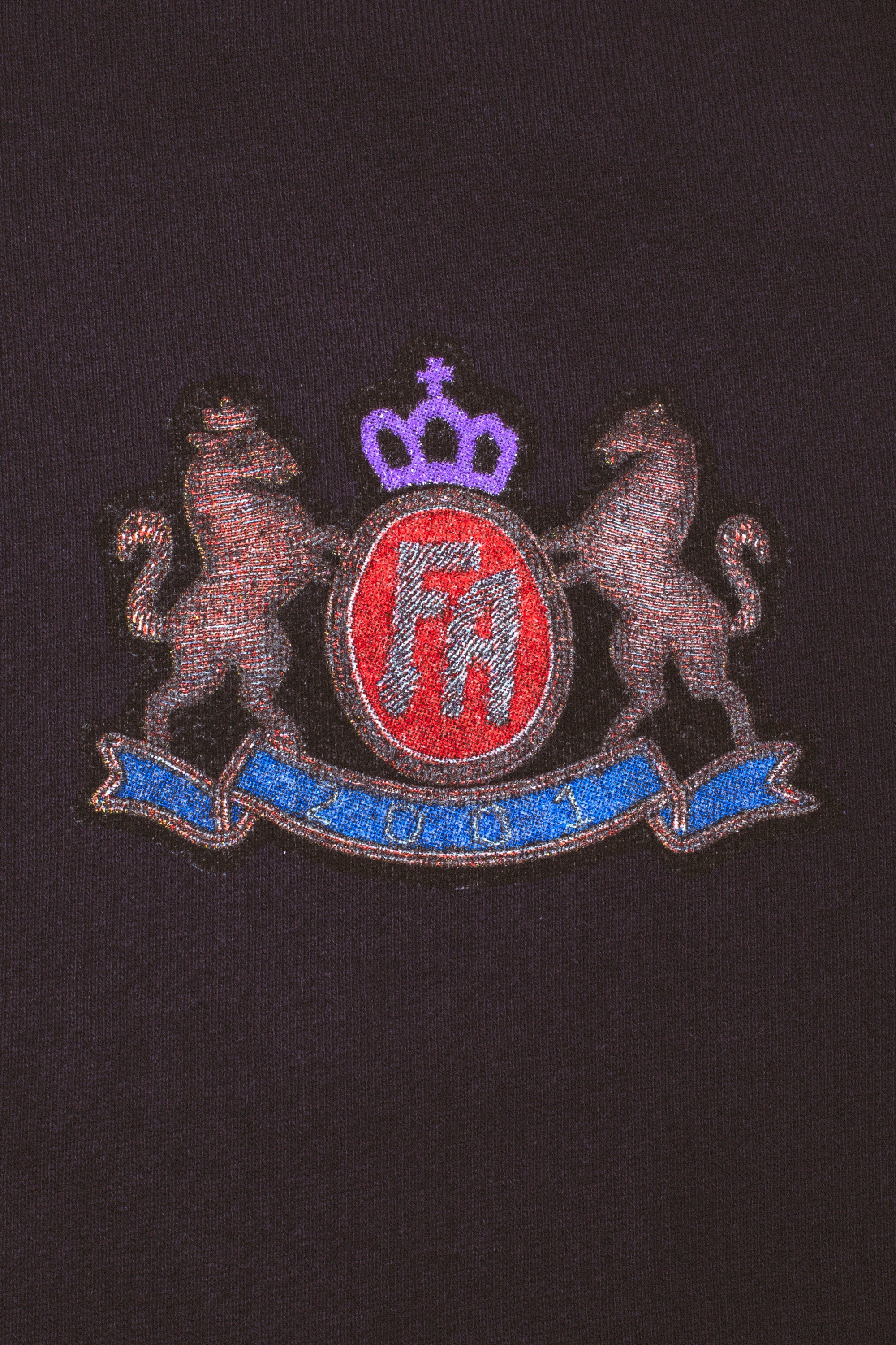 FA Printed Crest Zip Hoodie Navy front detail