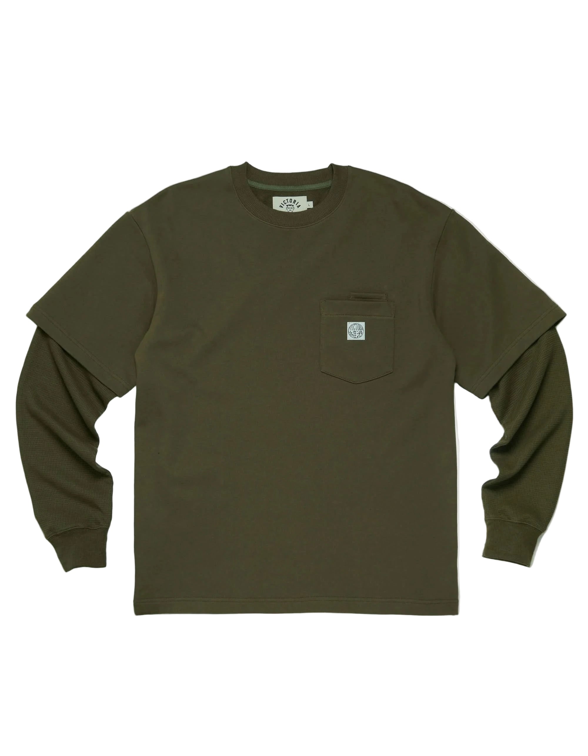 Victoria HK Waffle Sleeve Double Pocket Tee - available at Gallery Streetwear Kelowna, Canada's hotspot for Streetwear Fashion 