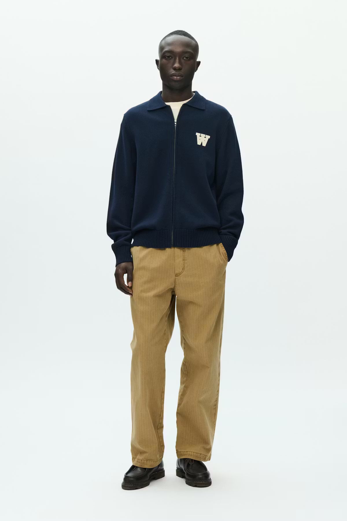 WoodWood WWTay Cardigan Navy — Side View | Gallery Streetwear Kelowna