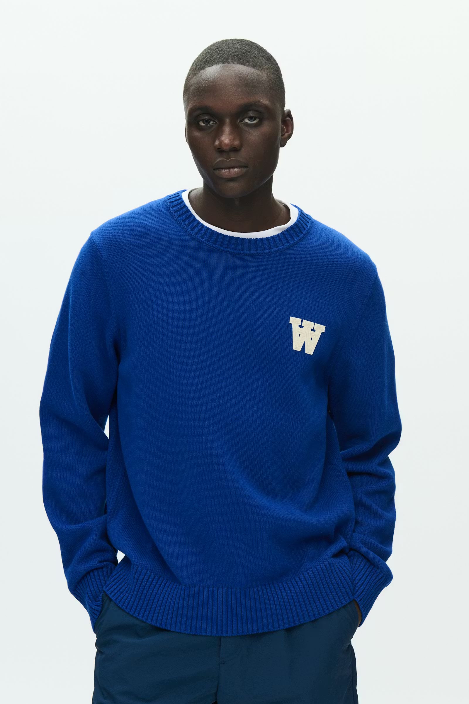WoodWood WWTay Pullover Navy Peony / Blue — Side View | Gallery Streetwear Kelowna