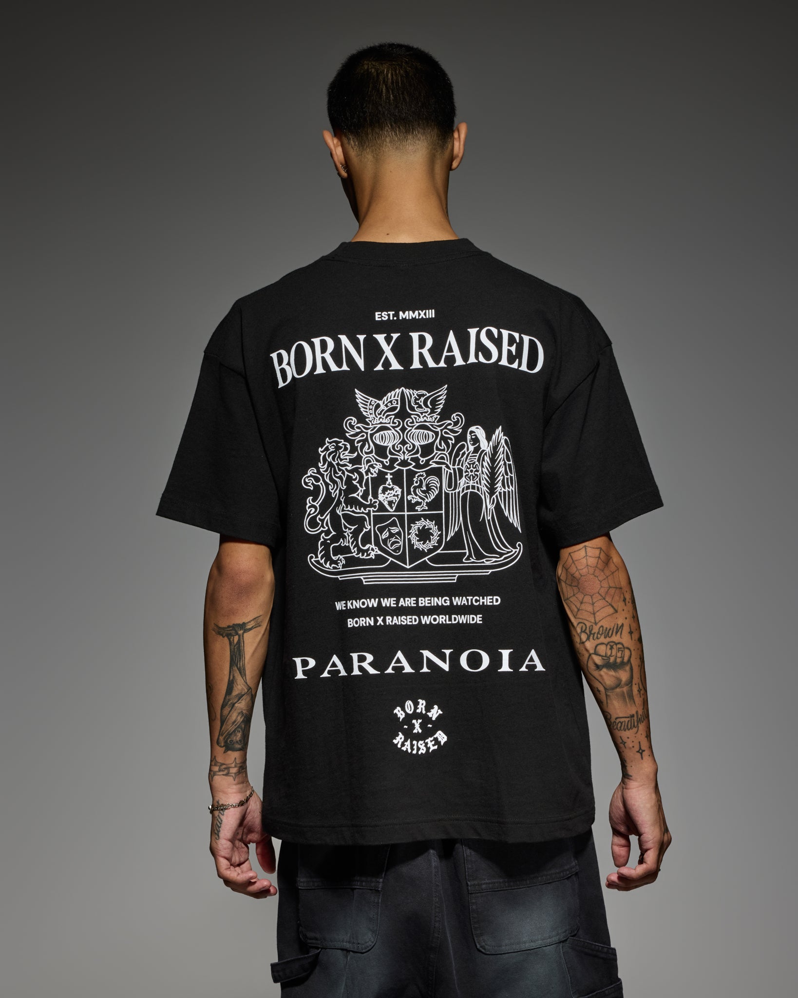 Born X Raised Paranoia Crest Tee - Black - lifestyle 3