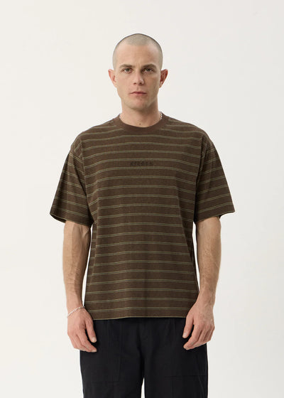 Afends Eureka Recycled Boxy Tee – Coffee Stripe