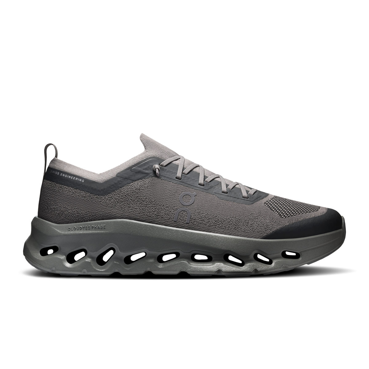 On Cloudtilt Moon men's sneaker in Nickel, lateral side view