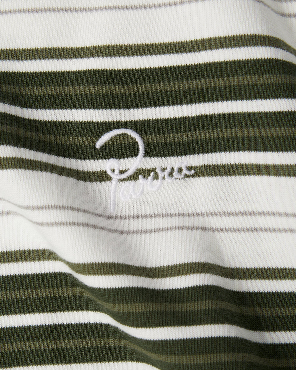 Parra Signature Striped t-shirt green — stripe and logo detail