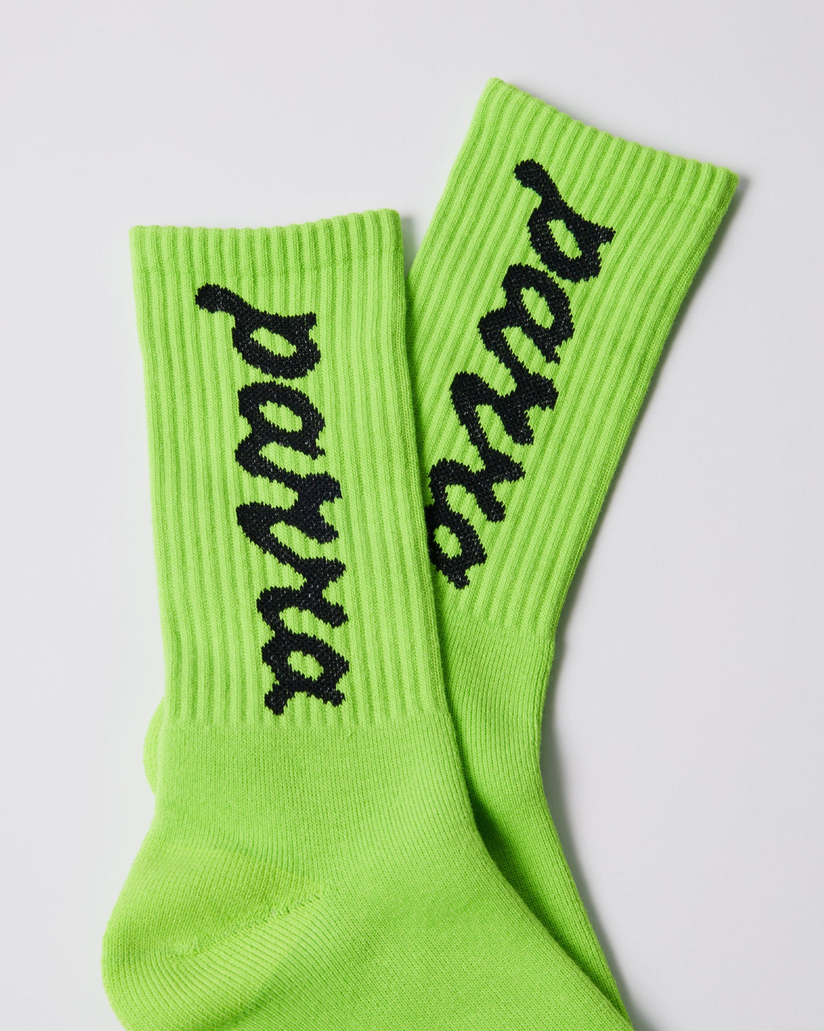 Parra Lowercase Scriptlogo crew socks acid green — knitted script logo detail