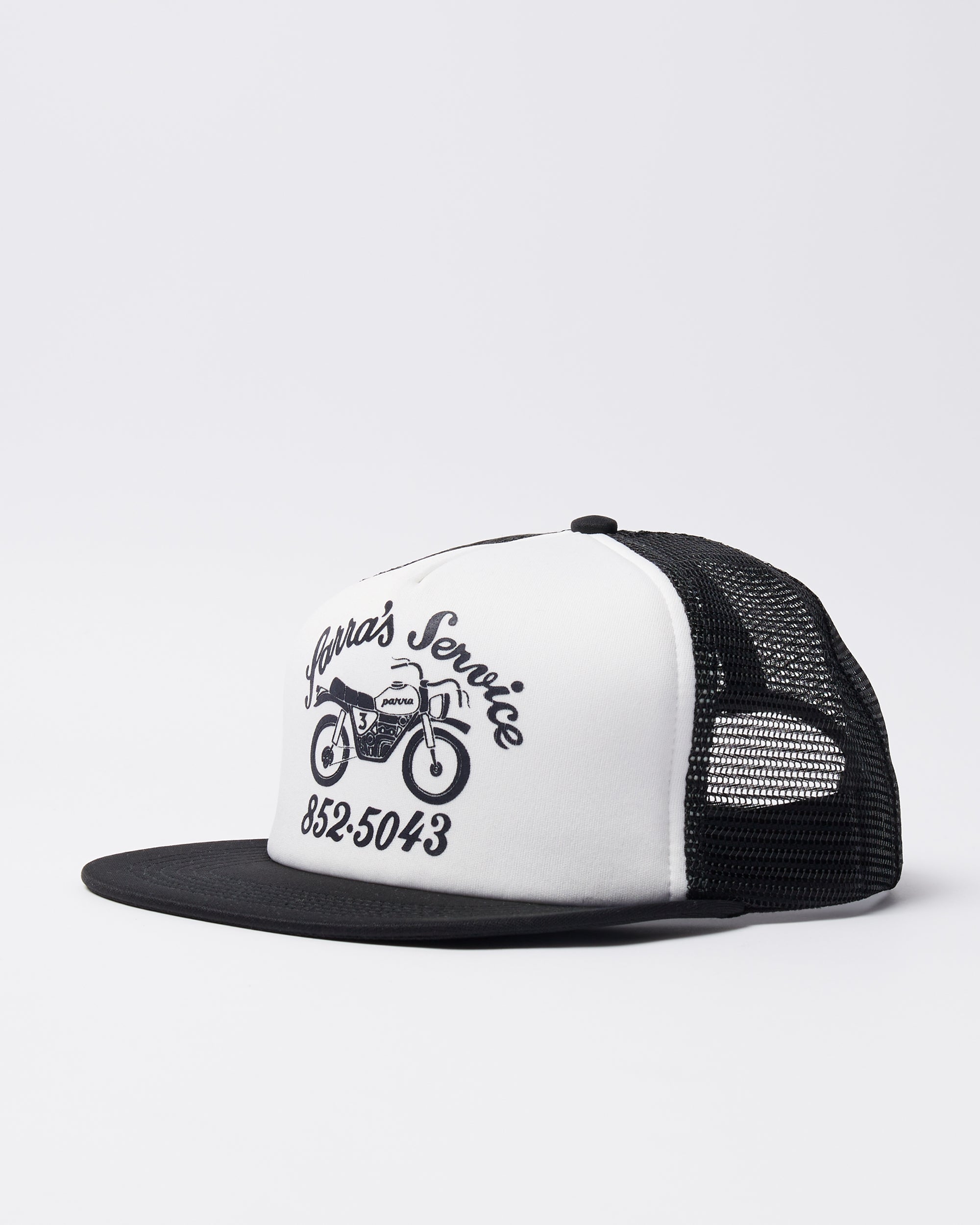 Parra Moto Service 5 panel hat black — side view