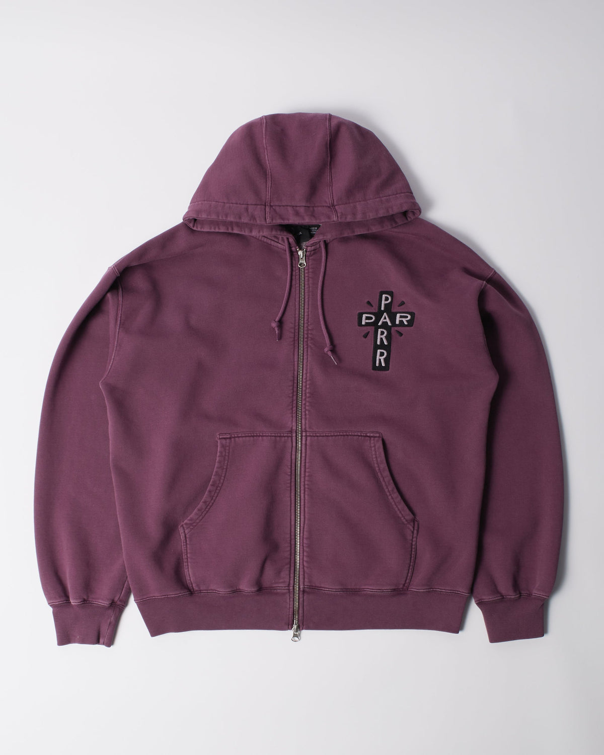 Parra A Cross To Bear Zip Hooded Sweatshirt Purple