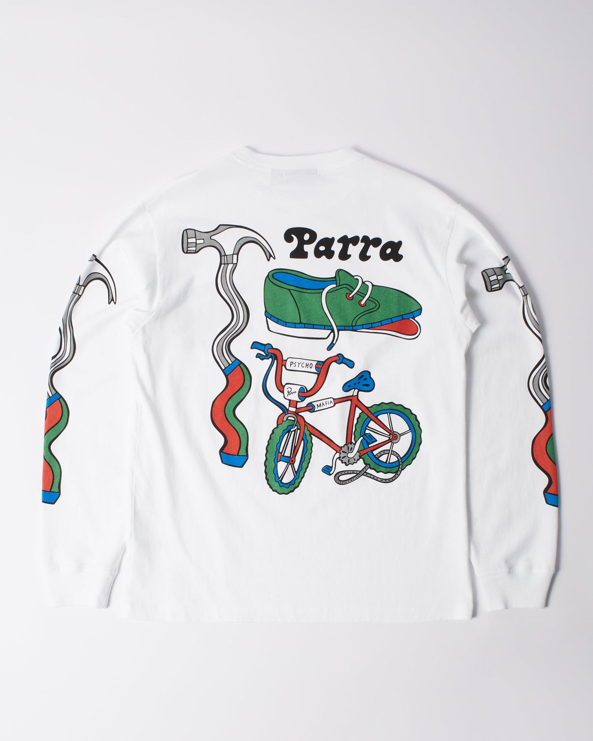 Parra Bike Hammer Long Sleeve T-Shirt White detail