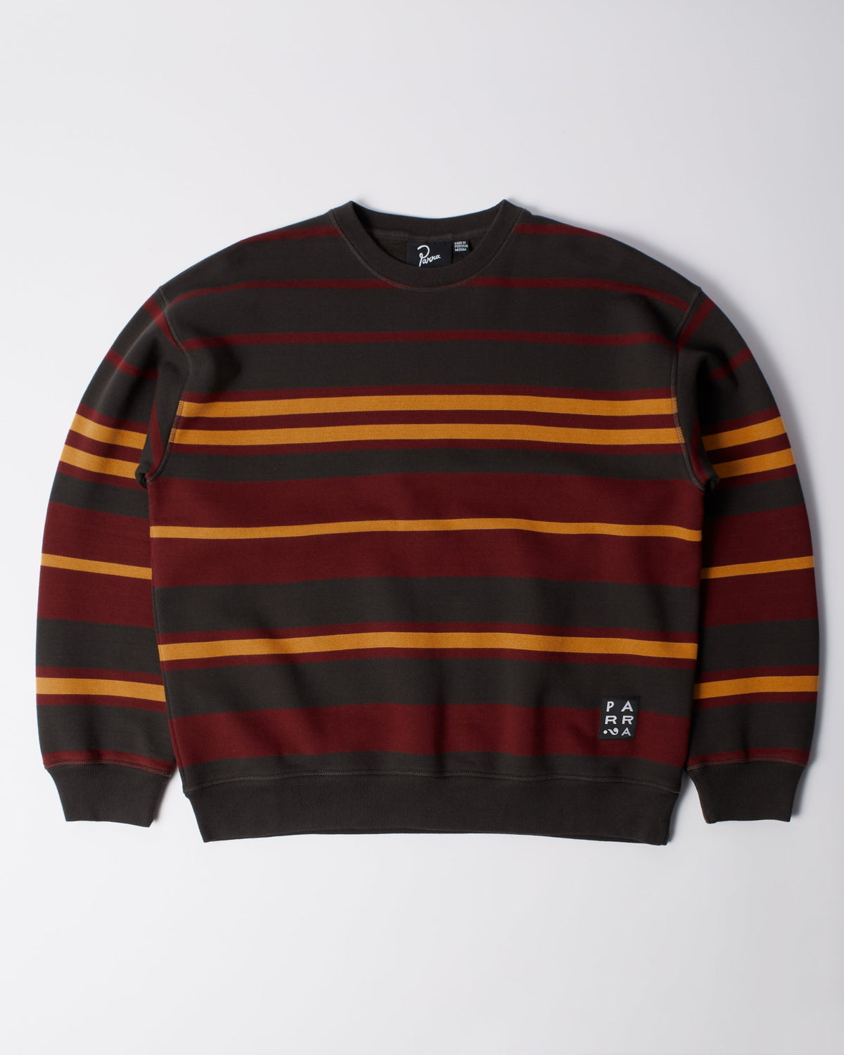 Parra Sweatstriped Crew Neck Sweatshirt Brown