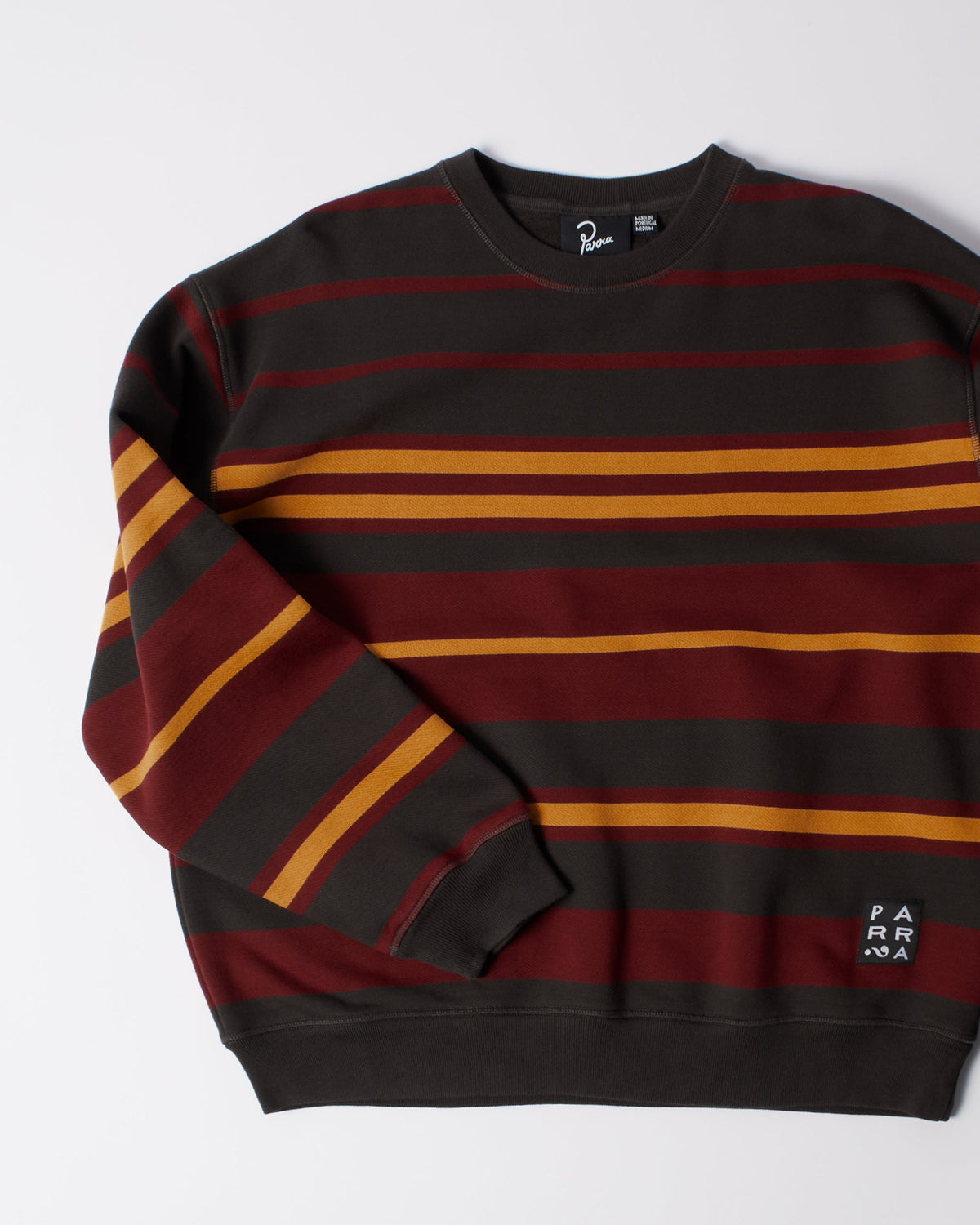 Parra Sweatstriped Crew Neck Sweatshirt Brown detail
