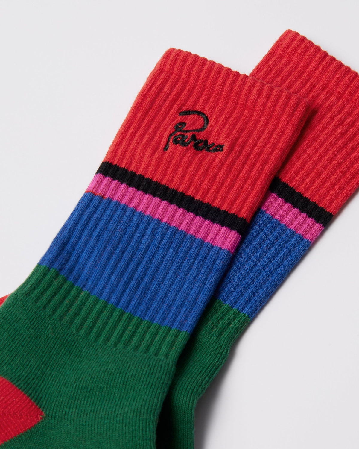Parra Signature Striped Crew Socks Red detail