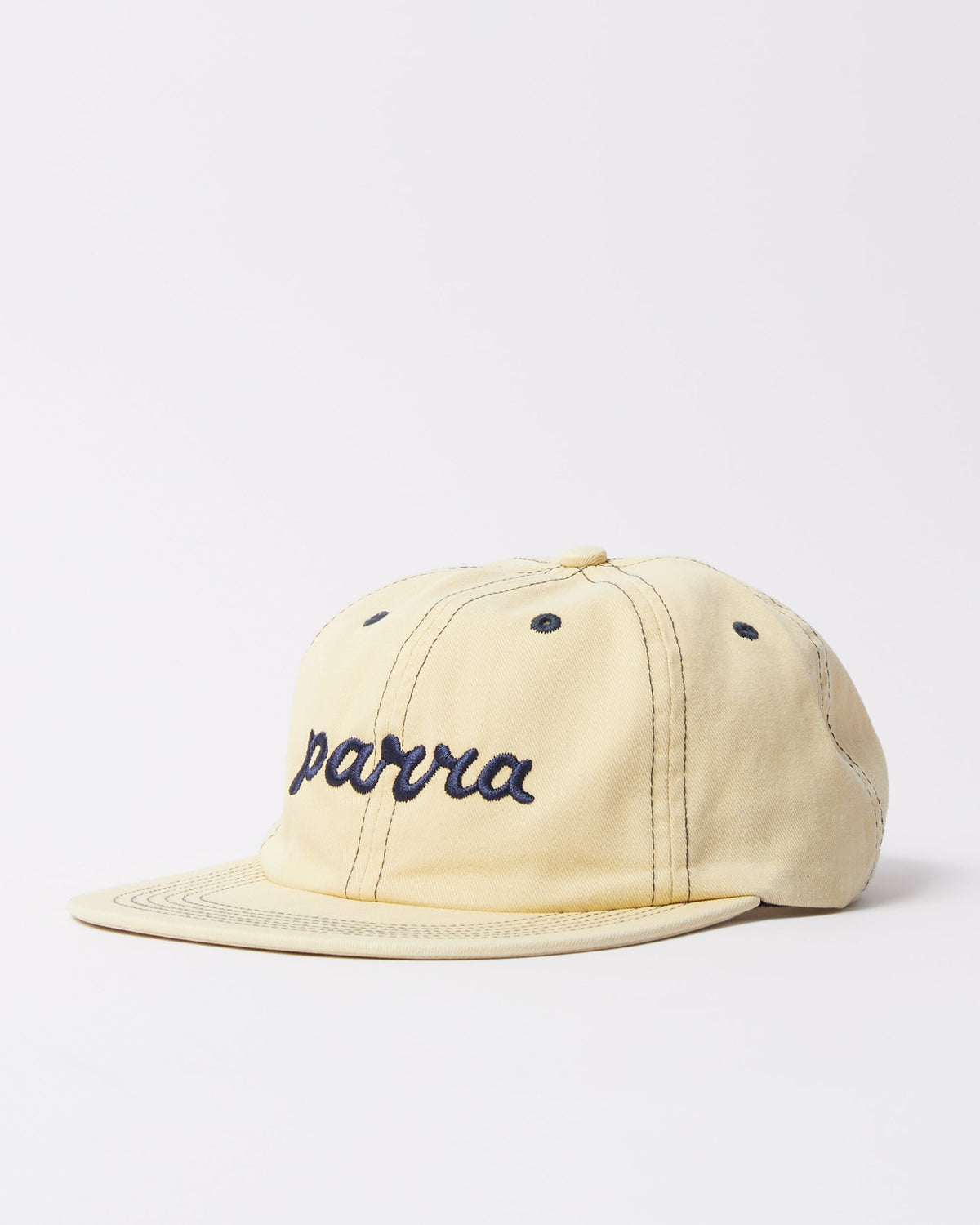 Parra Lowercase Script Logo 6 Panel Hat Natural detail