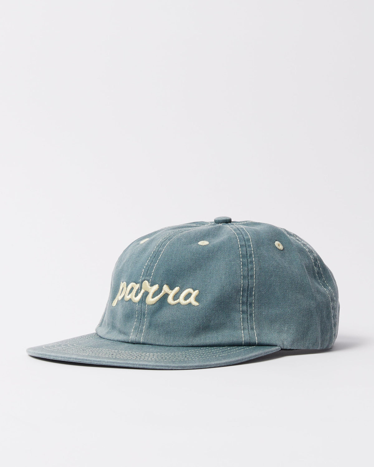 Parra Lowercase Script Logo 6 Panel Hat Blue detail