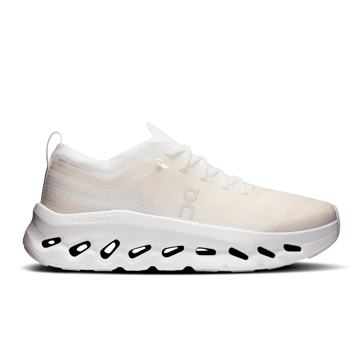 On Cloudtilt Moon women's sneaker in White and Frost, lateral side view