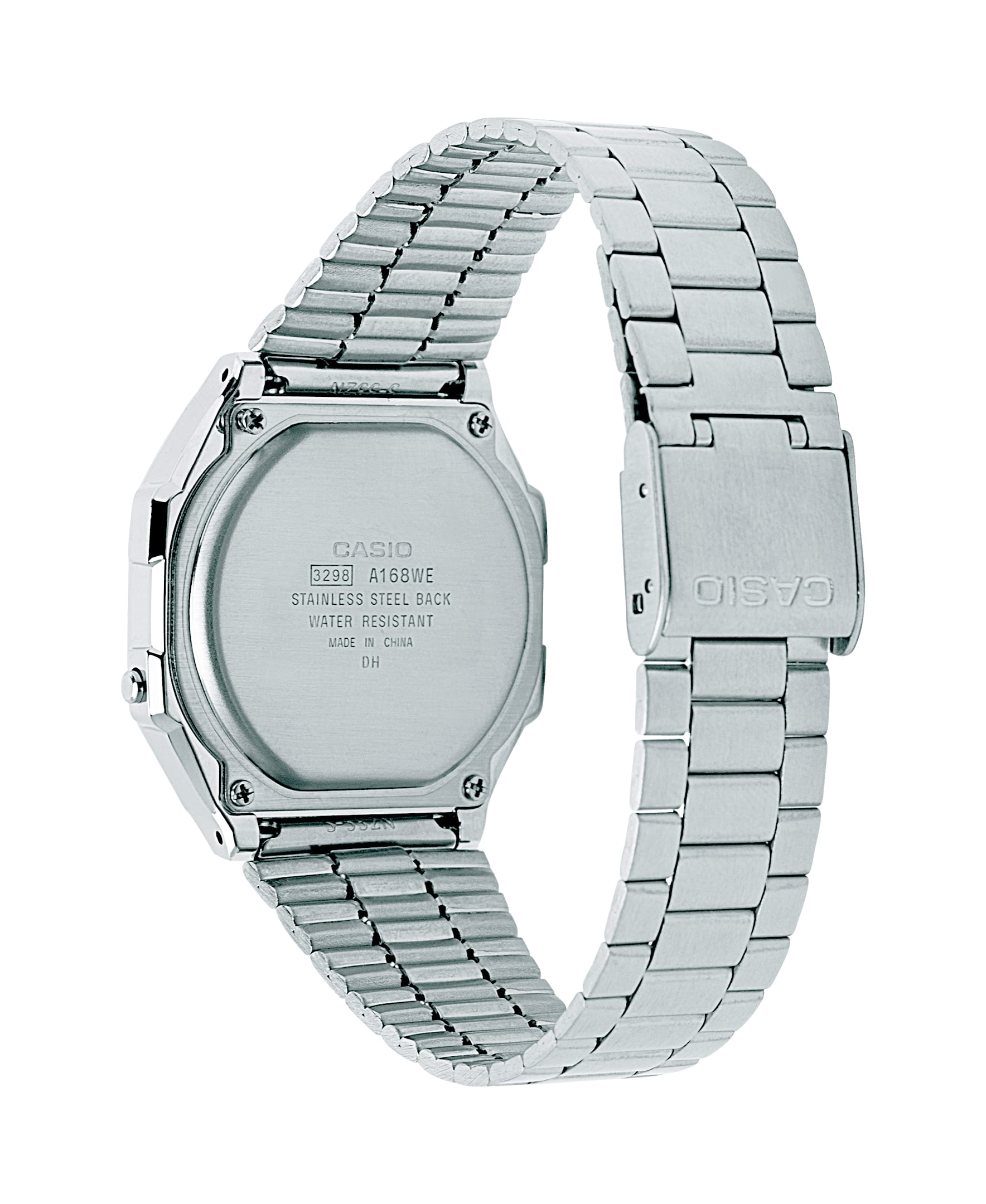 Casio A168WEM-7 stainless steel case back