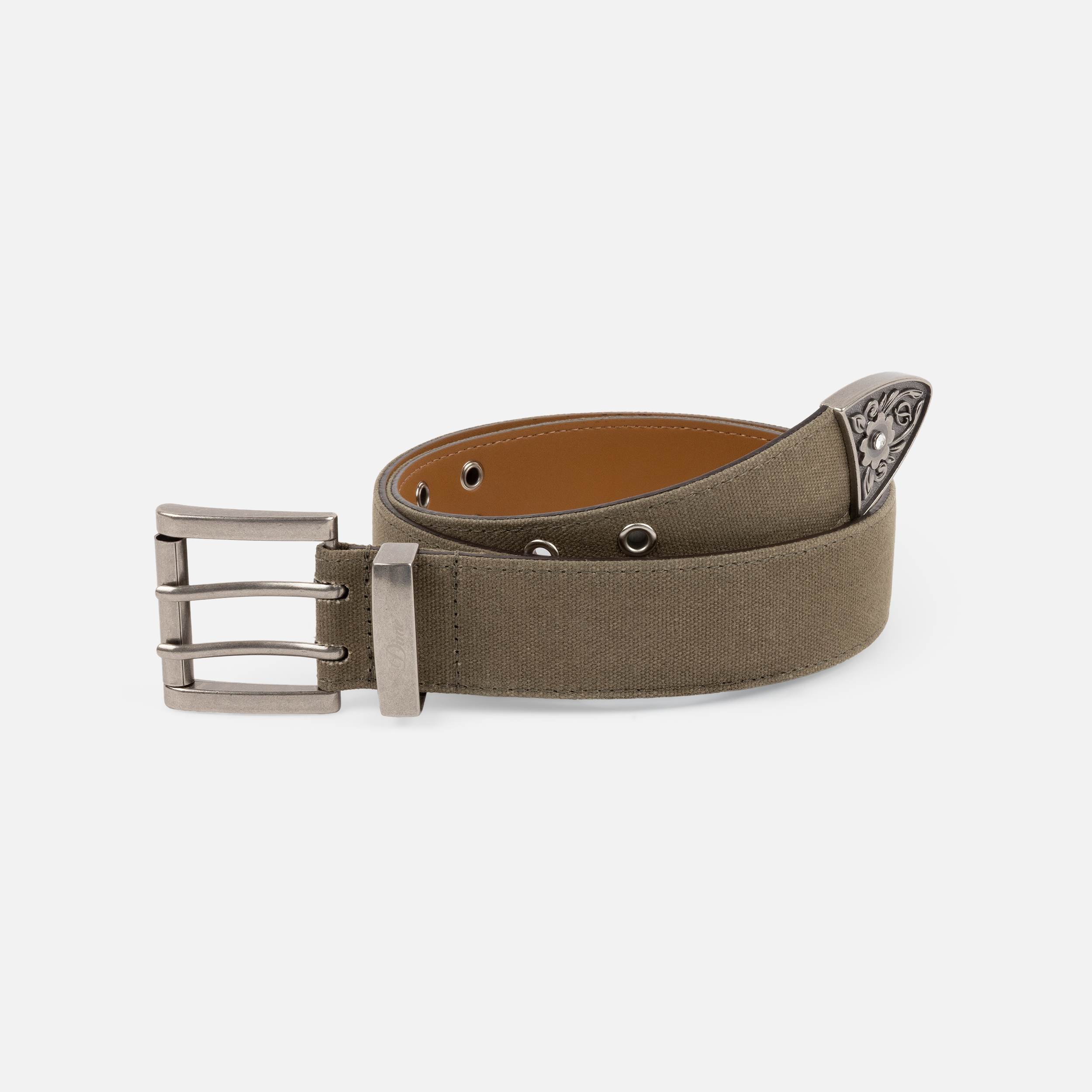 Dime MTL Waxed Canvas Belt Brown/Olive — product shot