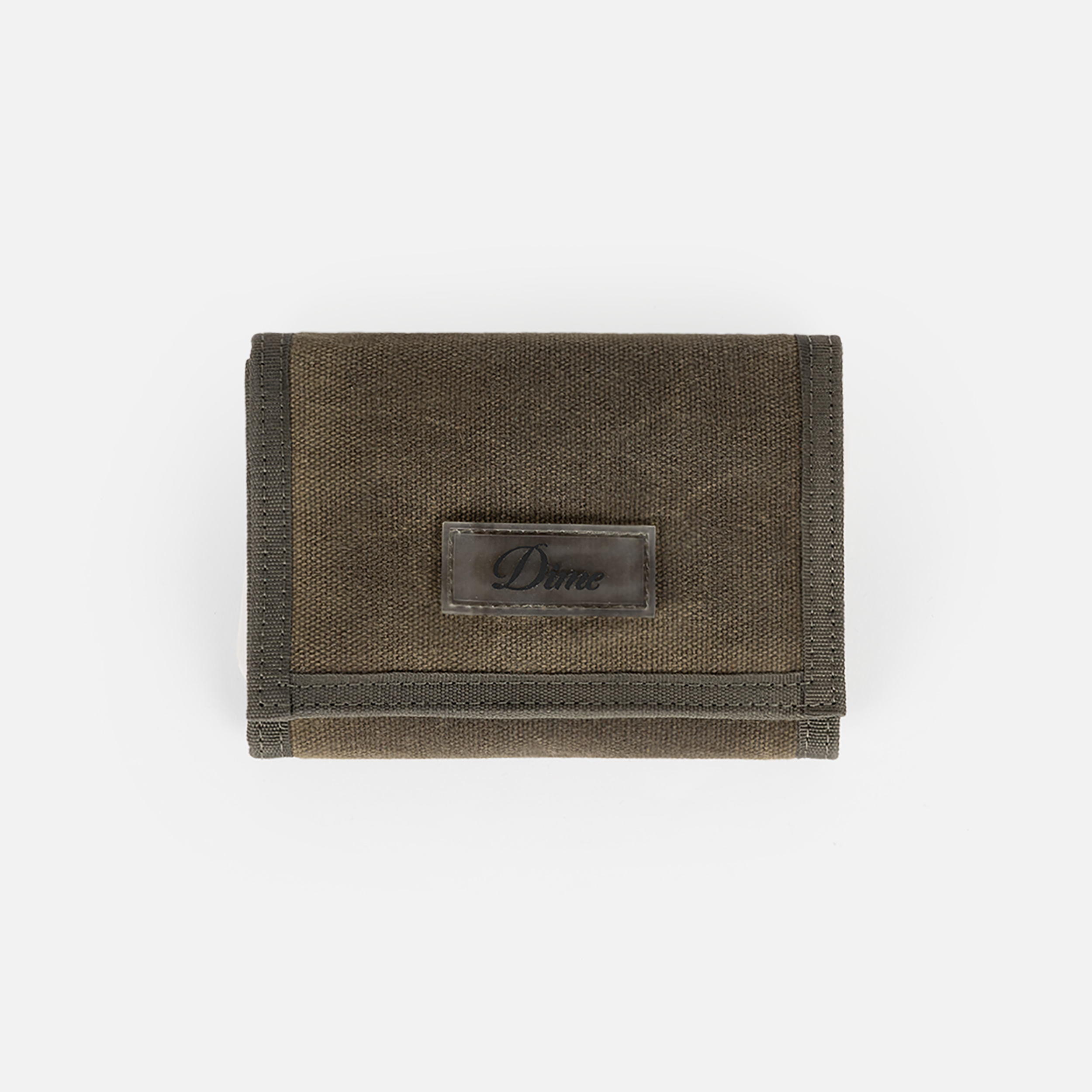 Dime MTL Waxed Velcro Wallet Olive — product shot