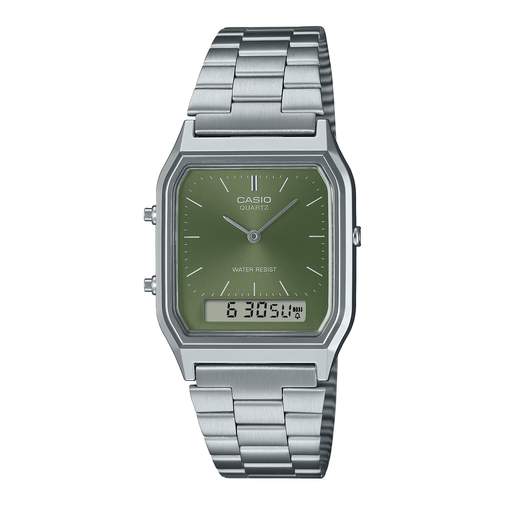 Casio Vintage AQ-230A-3AMQY – Silver/Green Analog-Digital